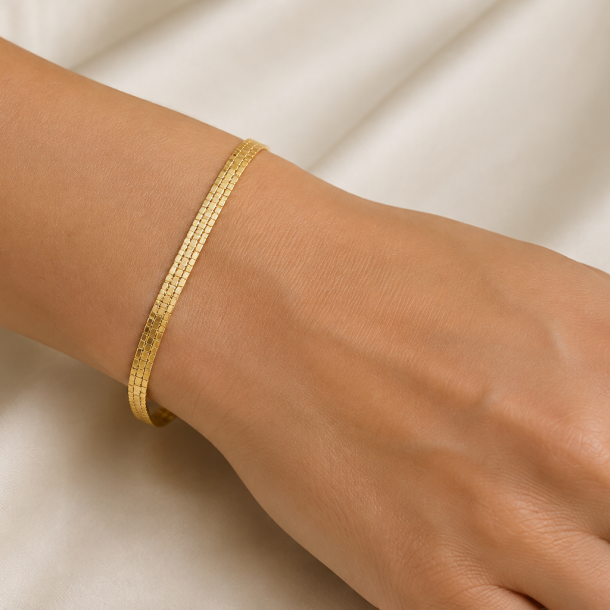 Pulseira Veneziana Dupla e Tripla em Ouro 18K
