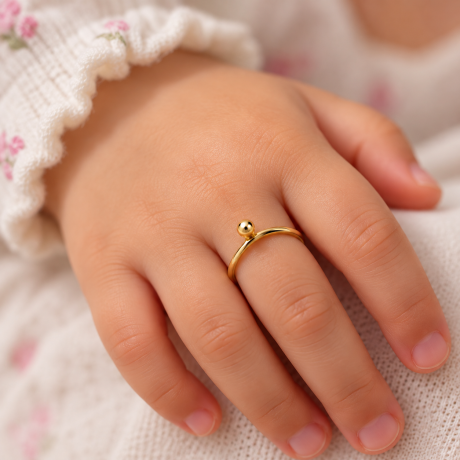 Anel Infantil Bolinha em Ouro 18K