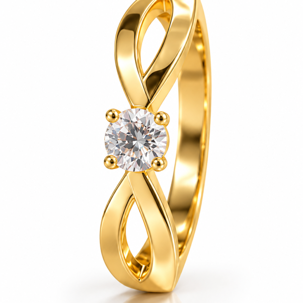 Anel Infinito com Solitário em Ouro 18K