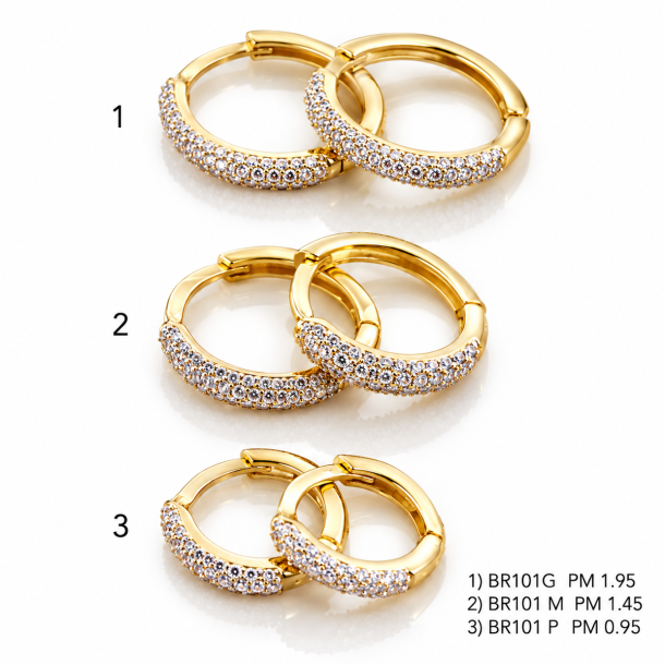 Brincos Argola Pavê em Ouro 18K (2)