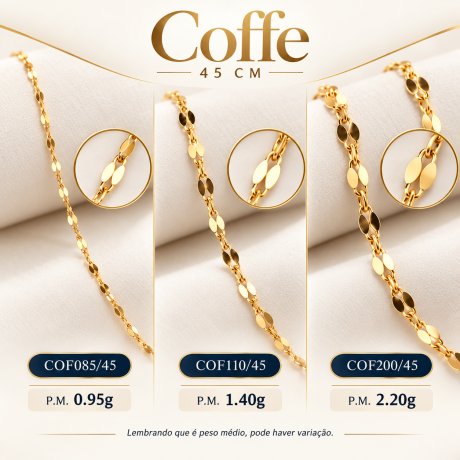 Tabela de medidas – Corrente Coffe em Ouro 18K