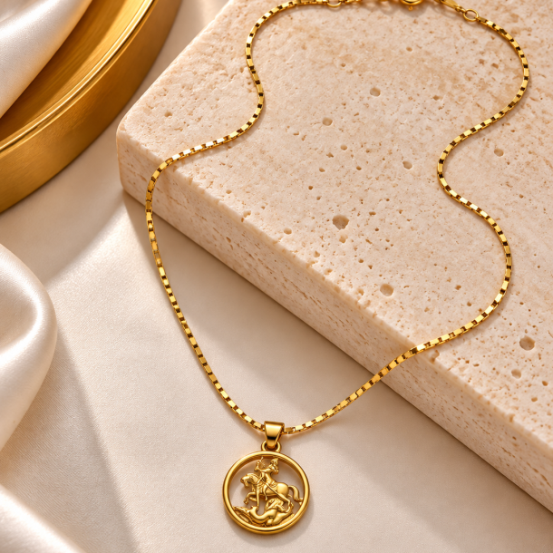 Colar Medalha São Jorge em Ouro 18K