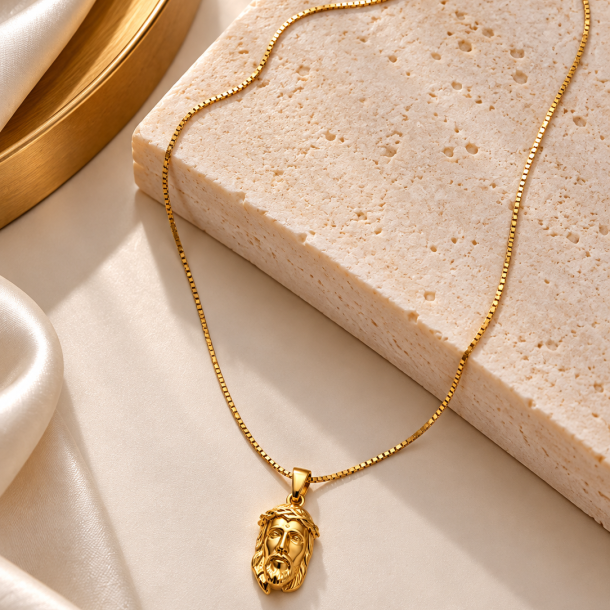 Colar Face de Cristo em Ouro 18K