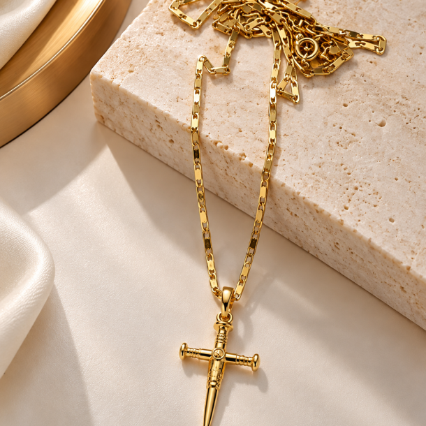 Colar Cruz Cravo em Ouro 18K