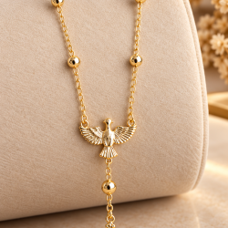 Colar Divino Espírito Santo com Crucifixo em Ouro 18K