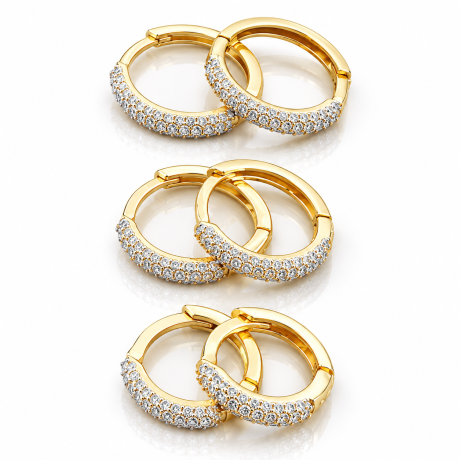 Brincos Argola Pavê em Ouro 18K