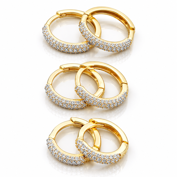 Brincos Argola Pavê em Ouro 18K
